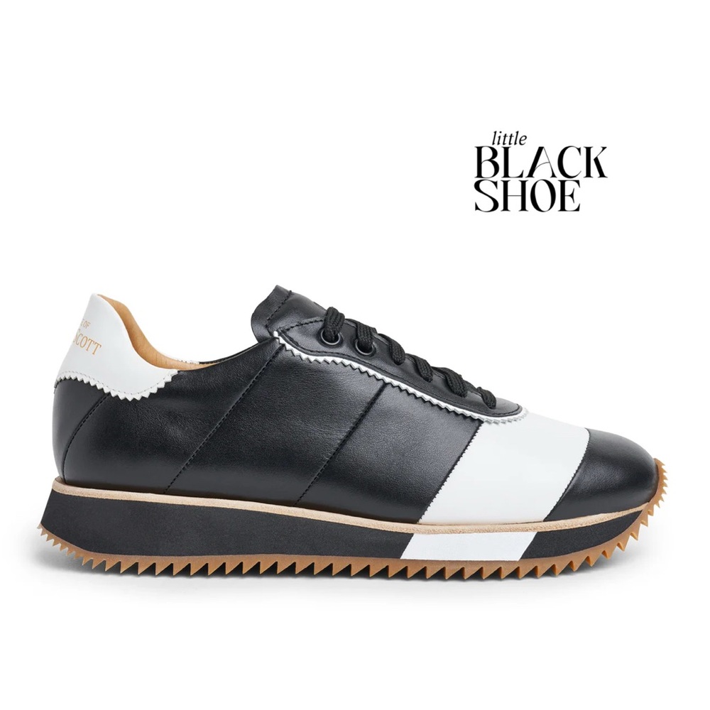 NEW! The Office Of Angela Scott Size 37 • The Quinn Sneaker Leather Black White.